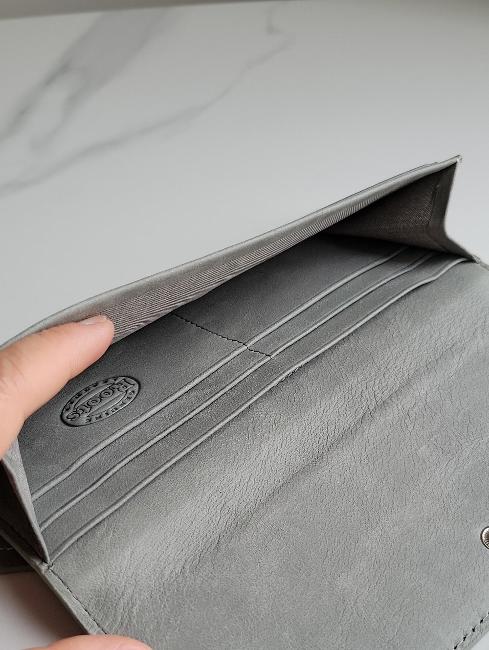 Roots Braided Leather Long Wallet - Gray - Picture 8 of 14